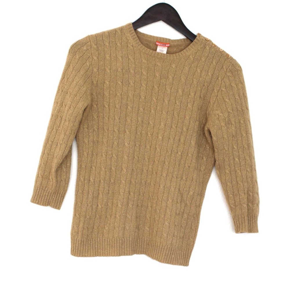 J CREW Gold Metallic Cashmere Sweater